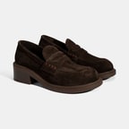 Kadın Kahve Topuklu Süet Loafer