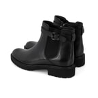 Kadın Kemer Aksesuarlı Siyah Lastikli Deri Chelsea Bot