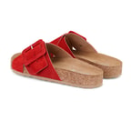 Kadın Kırmızı Ayarlanabilir Tokalı Süet Deri Terlik