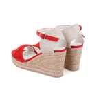 Kadın Kırmızı Dolgu Topuk Süet Espadril Sandalet