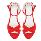 Kadın Kırmızı Dolgu Topuk Süet Espadril Sandalet