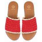 Kadın Kırmızı Örgülü Terlik