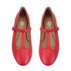 Kadın Kırmızı T-Bant Mary Jane Deri Babet