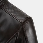 Kadın Koyu Kahve Hakim Yakalı Fit Deri Ceket