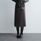Kadın Koyu Kahve Midi Boy Deri Etek