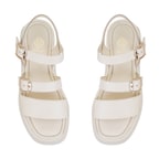 Kadın Krem Ayarlanabilir Tokalı Deri Sandalet