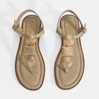 Kadın Krem Ayarlanabilir Tokalı Deri Sandalet