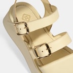 Kadın Krem Deri Sandalet