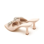 Kadın Krem Fiyonklu Topuklu Terlik