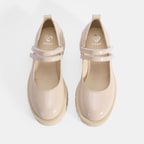 Kadın Krem Mary Jane Cırt Detaylı Deri Babet