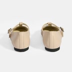 Kadın Krem Rugan T-Bant Mary Jane Babet