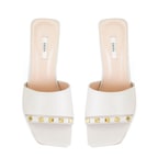 Kadın Krem Topuklu Deri Terlik