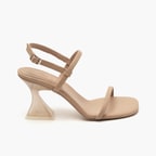 Kadın Krem Topuklu Sandalet