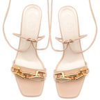 Kadın Krem Zincir Detaylı Sandalet