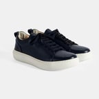 Kadın Lacivert Bağcıklı Deri Günlük Ayakkabı