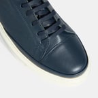 Kadın Lacivert Deri Bağcıklı Spor Ayakkabı