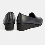 Kadın Lacivert DesaComfort Dolgu Topuklu Deri Ayakkabı