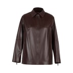 Kadın Lacivert Gömlek Yakalı Deri Ceket