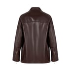 Kadın Lacivert Gömlek Yakalı Deri Ceket