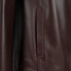 Kadın Lacivert Gömlek Yakalı Deri Ceket