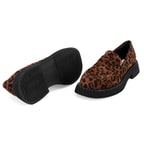 Kadın Leopar Günlük Loafer Süet Deri Ayakkabı