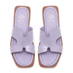 Kadın Lila Kroko Baskılı Deri Terlik