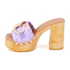 Kadın Lila Platform Topuklu Hasır Terlik