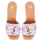 Kadın Lila Platform Topuklu Hasır Terlik