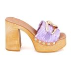 Kadın Lila Platform Topuklu Hasır Terlik