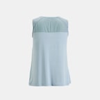 Kadın Mavi Deri Detaylı Perforeli Bluz