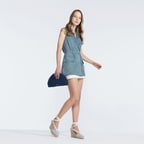 Kadın Mavi Dolgu Topuk Süet Espadril