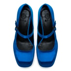 Kadın Mavi Saten Mary Jane Platform Ayakkabı