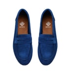 Kadın Mavi Süet Deri Loafer