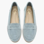 Kadın Mavi Süet Deri Loafer