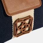 Kadın Monogram Logolu Lacivert Çizgili Kumaş El Çantası