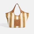 Kadın Monogram Logolu Vizon Çizgili Kumaş Omuz Çantası