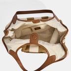 Kadın Monogram Logolu Vizon Çizgili Kumaş Omuz Çantası