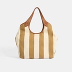 Kadın Monogram Logolu Vizon Çizgili Kumaş Omuz Çantası