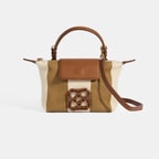 Kadın Monogram Logolu Vizon Çizgili Kumaş El Çantası