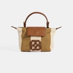 Kadın Monogram Logolu Vizon Çizgili Kumaş El Çantası