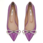 Kadın Mor Fiyonklu Rugan Deri Babet