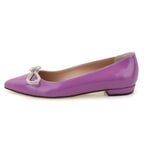 Kadın Mor Fiyonklu Rugan Deri Babet