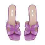 Kadın Mor Kroko Baskılı Deri Terlik