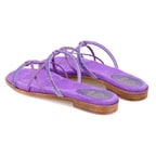 Kadın Mor Parlak Taşlı Terlik