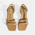 Kadın Nude Topuklu Deri Sandalet