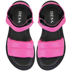 Kadın Pembe Dolgu Tabanlı Deri Sandalet