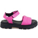 Kadın Pembe Dolgu Tabanlı Deri Sandalet