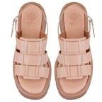 Kadın Pembe Dolgu Tabanlı Deri Sandalet