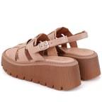 Kadın Pembe Dolgu Tabanlı Deri Sandalet