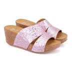 Kadın Pembe Dolgu Topuklu Deri Terlik